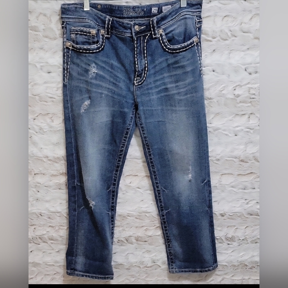 Miss Me Boyfriend Jeans Womens Sz 29 Ankle Length Distressed, Coastal Cowgirl